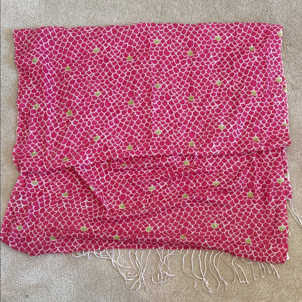 Lilly Pulitzer Pink And Green Scarf Silk Cashmere